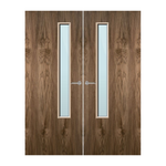 Load image into Gallery viewer, Walnut Veneer 20G Glazed Pair FD30 Internal Fire Door
