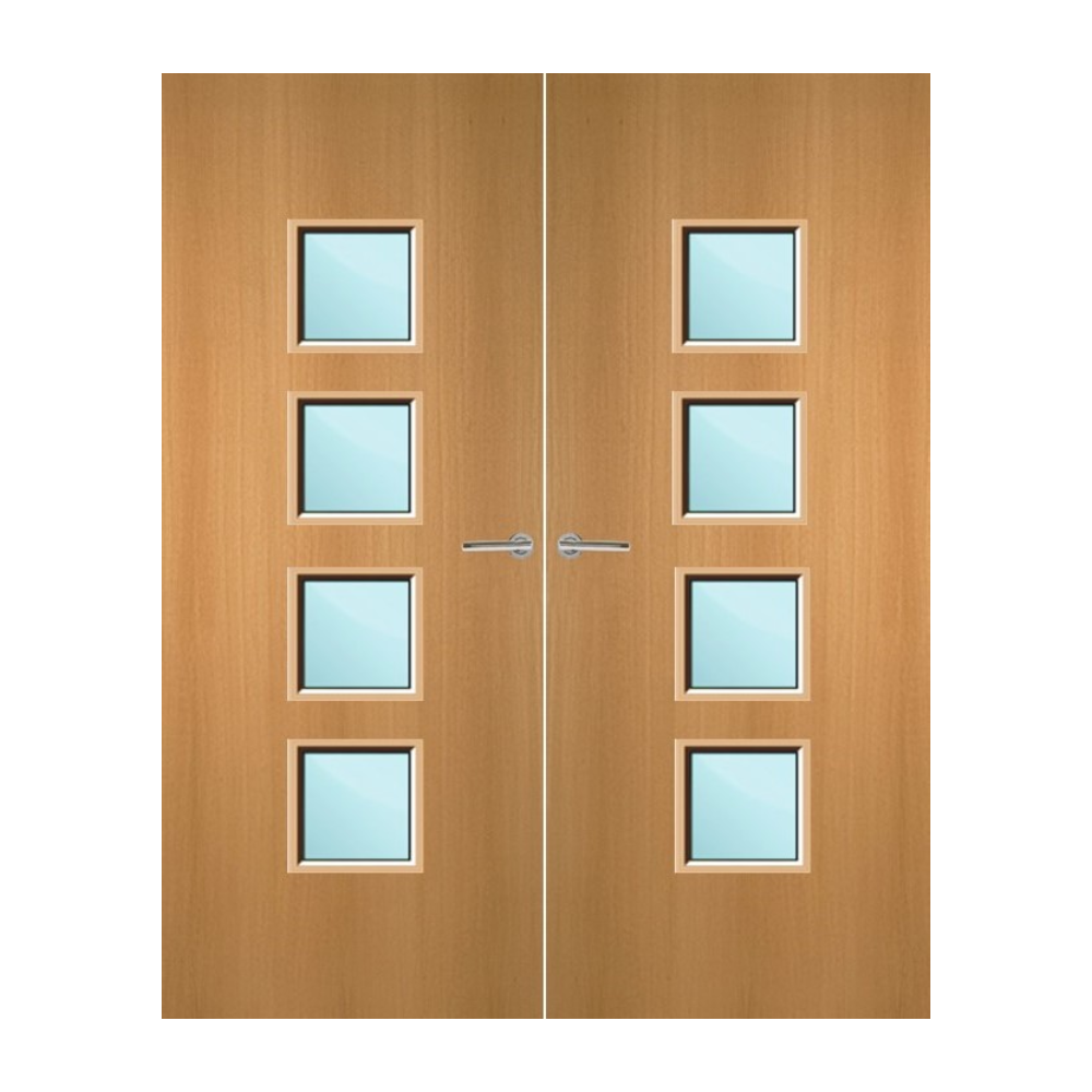 Beech Veneer 22G Glazed Pair FD30 Internal Fire Door
