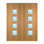 Load image into Gallery viewer, Beech Veneer 22G Glazed Pair FD30 Internal Fire Door
