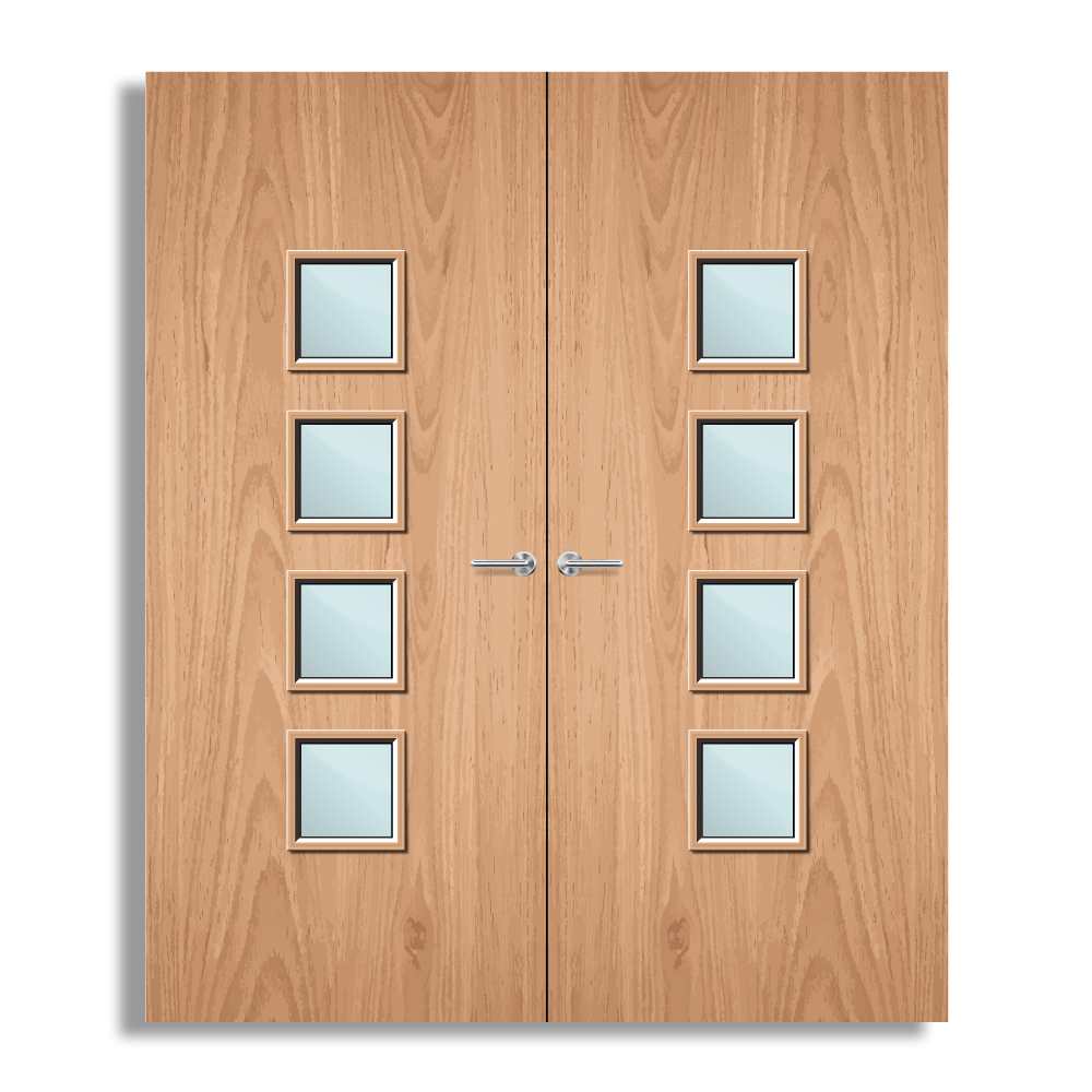 Plywood Paint Grade 22G Glazed Pair FD30 Internal Fire Door