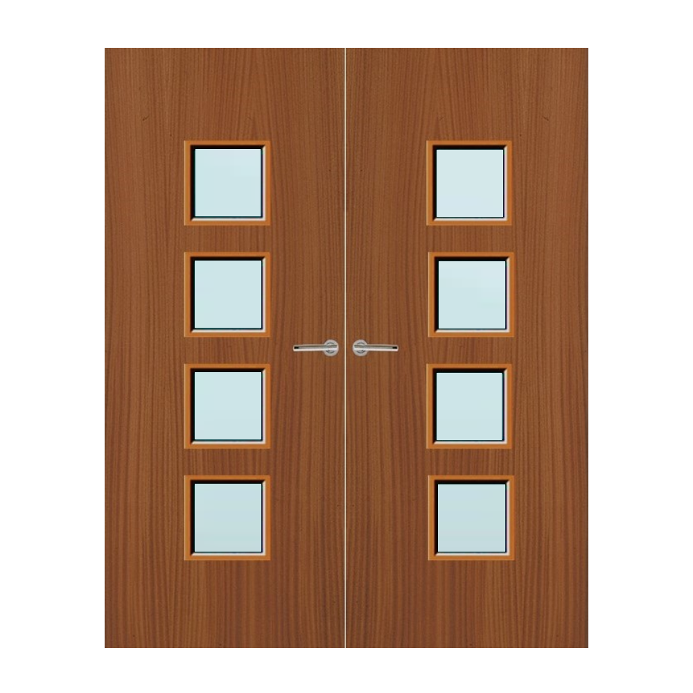 Sapele Veneer 22G Glazed Pair FD60 Internal Fire Door