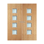 Load image into Gallery viewer, Oak Veneer 22G Glazed Pair FD60 Internal Fire Door
