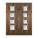 Load image into Gallery viewer, Walnut Veneer 22G Glazed Pair FD60 Internal Fire Door
