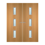 Load image into Gallery viewer, Beech Veneer 23G Glazed Pair FD30 Internal Fire Door
