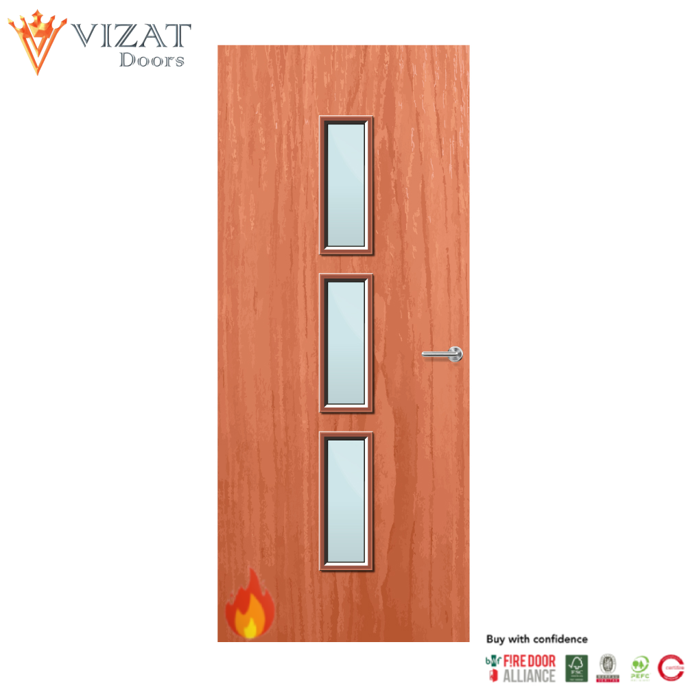 Cherry Veneer 23G Glazed FD60 Internal Fire Door