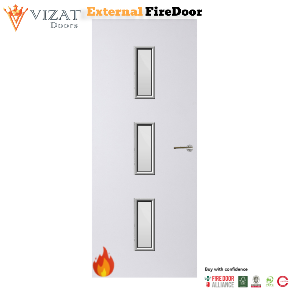 External Plywood Paint Grade Premium 23G Glazed FD30 Fire Door