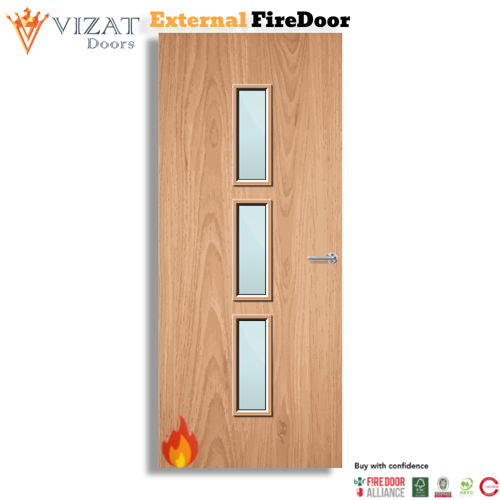 External Plywood Paint Grade 23G Glazed FD60 Fire Door