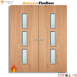 Load image into Gallery viewer, External Plywood Paint Grade 23G Glazed Pair FD30 Fire Door

