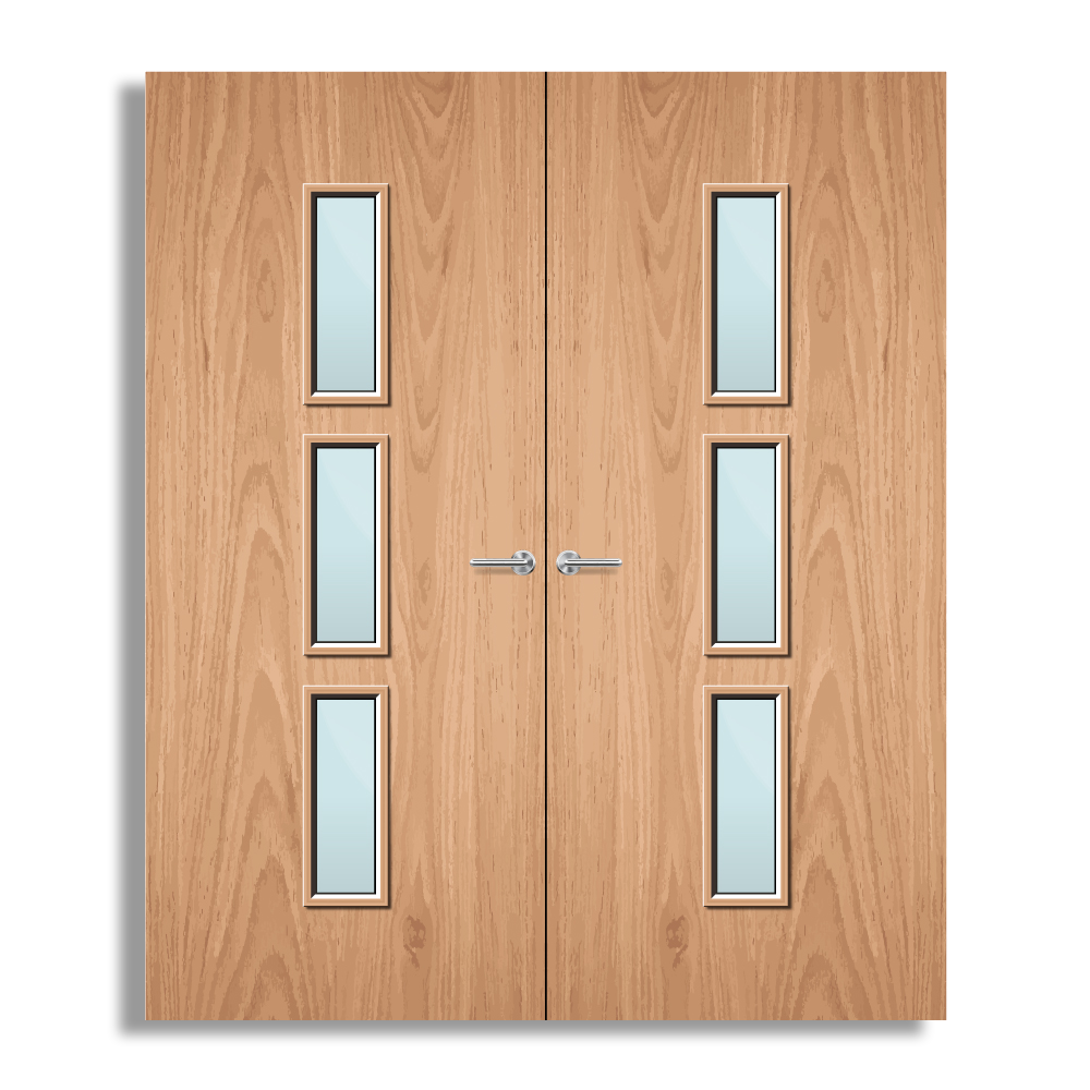 Plywood Paint Grade 23G Glazed Pair FD60 Internal Fire Door