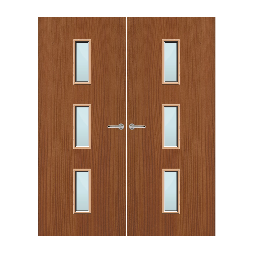 Sapele Veneer 23G Glazed Pair FD60 Internal Fire Door