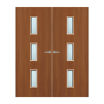 Load image into Gallery viewer, Sapele Veneer 23G Glazed Pair FD60 Internal Fire Door
