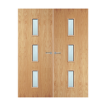 Load image into Gallery viewer, Oak Veneer 23G Glazed Pair FD30 Internal Fire Door
