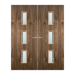 Load image into Gallery viewer, Walnut Veneer 23G Glazed Pair FD60 Internal Fire Door
