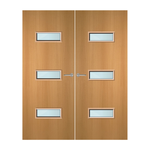 Load image into Gallery viewer, Beech Veneer 24G Glazed Pair FD30 Internal Fire Door
