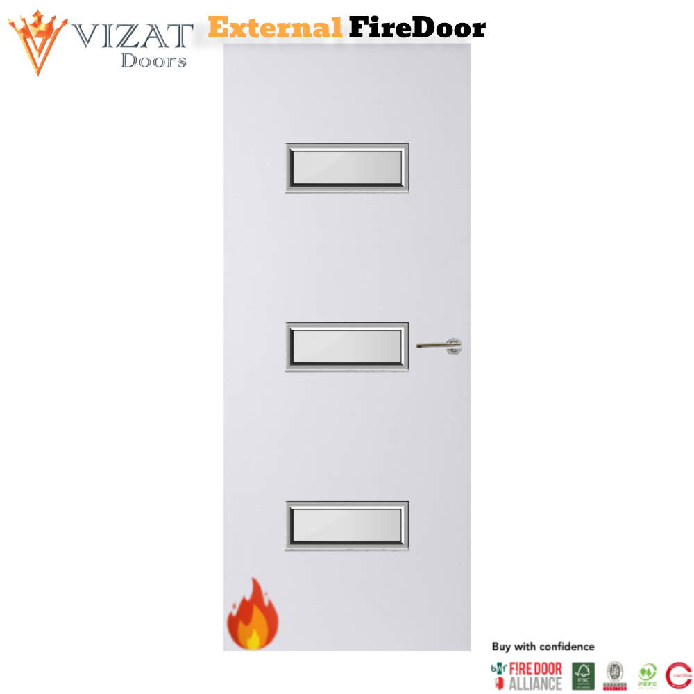 External Plywood Paint Grade Premium 24G Glazed FD30 Fire Door