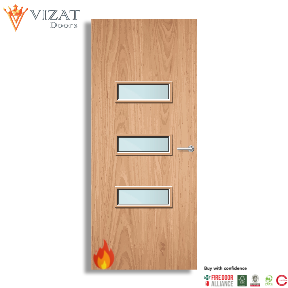 Plywood Paint Grade 24G Glazed FD30 Internal Fire Door