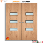 Load image into Gallery viewer, External Plywood Paint Grade 24G Glazed Pair FD60 Fire Door
