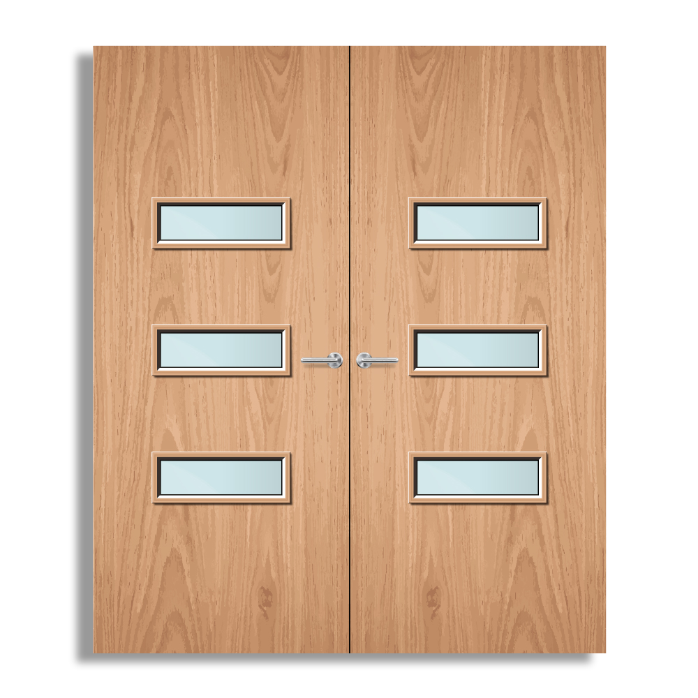 Plywood Paint Grade 24G Glazed Pair FD30 Internal Fire Door