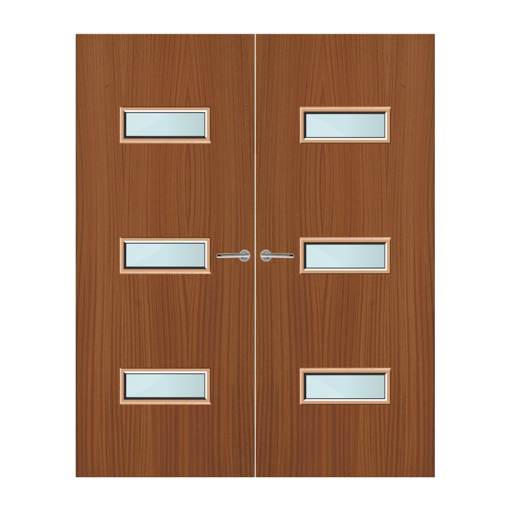 Sapele Veneer 24G Glazed Pair FD60 Internal Fire Door