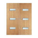 Load image into Gallery viewer, Oak Veneer 24G Glazed Pair FD60 Internal Fire Door
