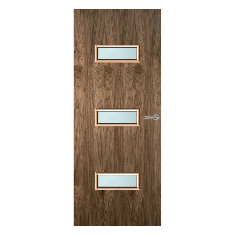 Walnut Veneer 24G Glazed FD60 Internal Fire Door