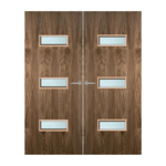 Load image into Gallery viewer, Walnut Veneer 24G Glazed Pair FD60 Internal Fire Door
