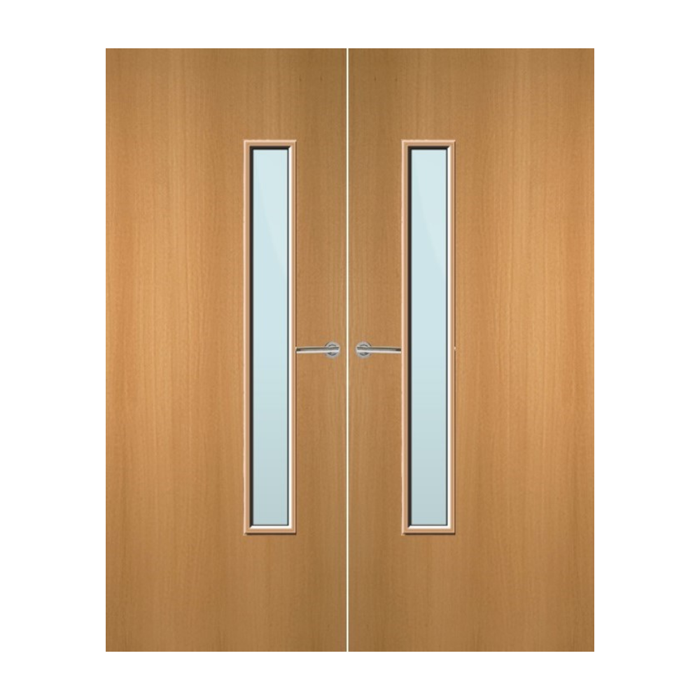 Beech Veneer 25G Glazed Pair FD30 Internal Fire Door