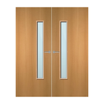 Load image into Gallery viewer, Beech Veneer 25G Glazed Pair FD30 Internal Fire Door

