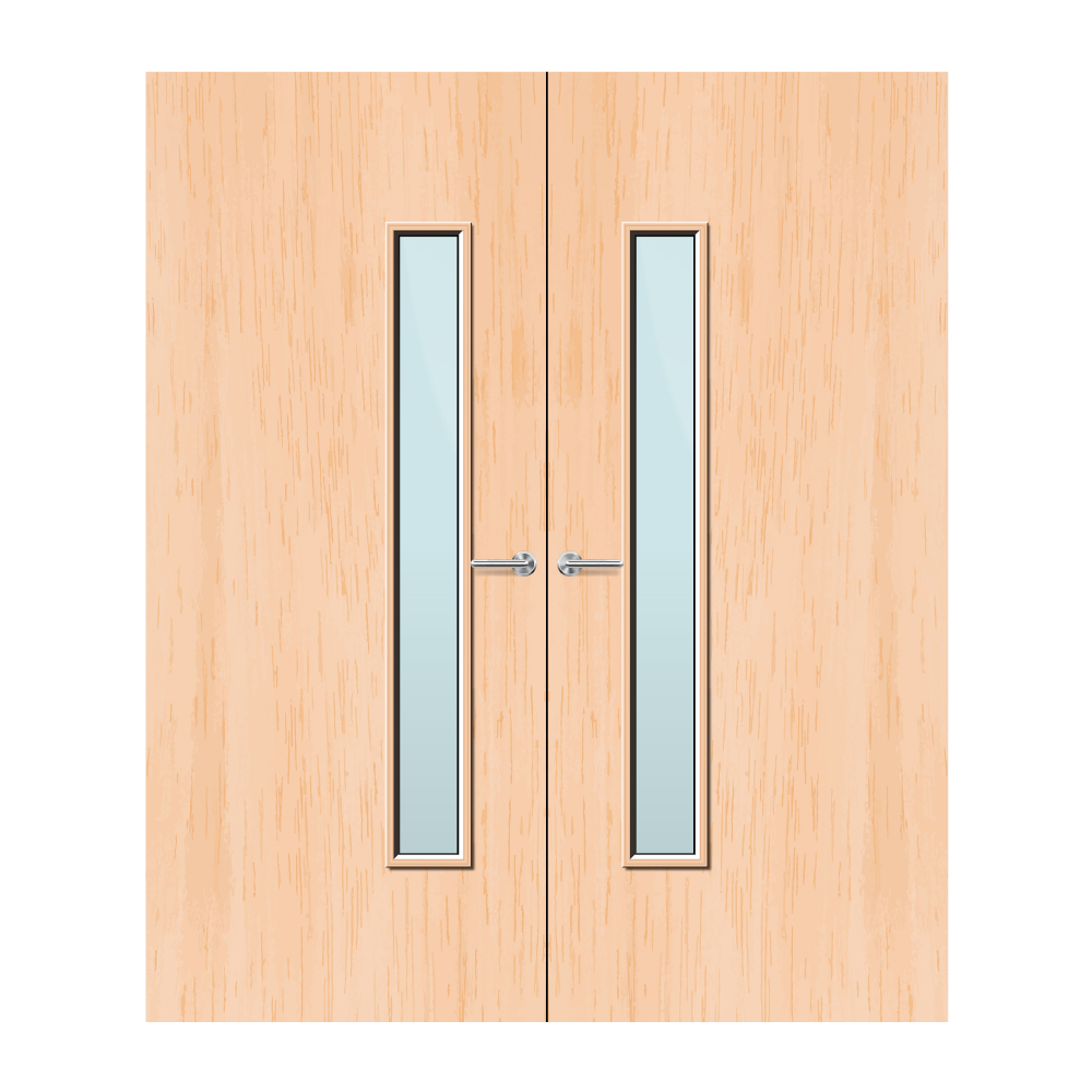 Maple Veneer 25G Glazed Pair FD60 Internal Fire Door