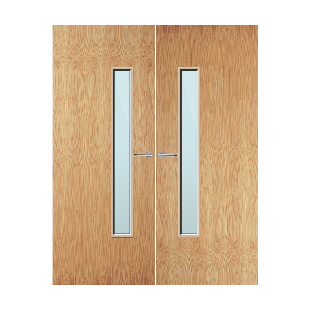 Oak Veneer 25G Glazed Pair FD60 Internal Fire Door