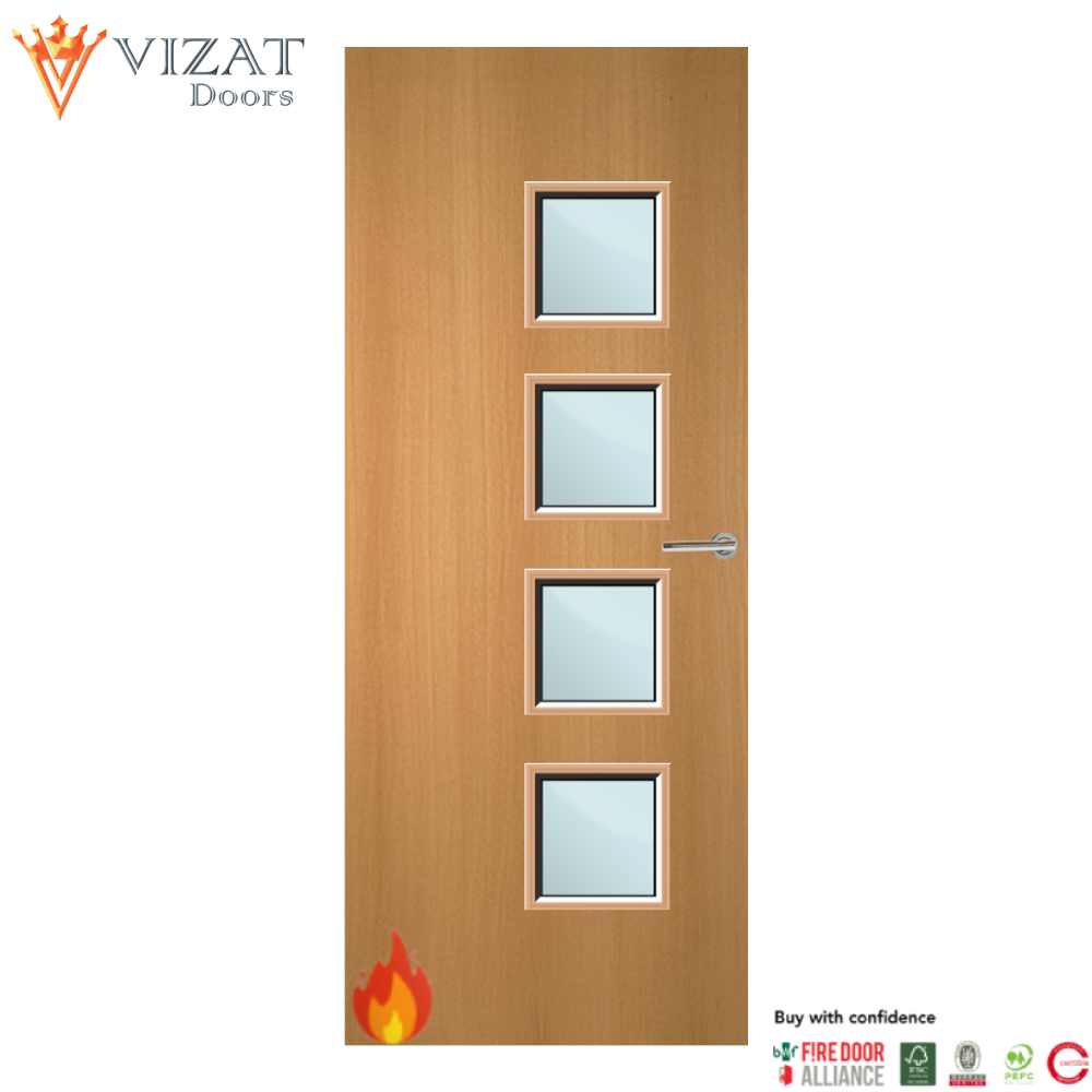 Beech Veneer 26G Glazed FD60 Internal Fire Door