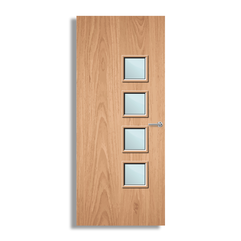 Plywood Paint Grade 26G Glazed FD30 Internal Fire Door