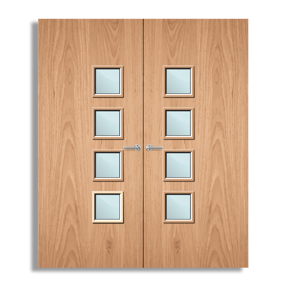 Plywood Paint Grade 26G Glazed Pair FD30 Internal Fire Door