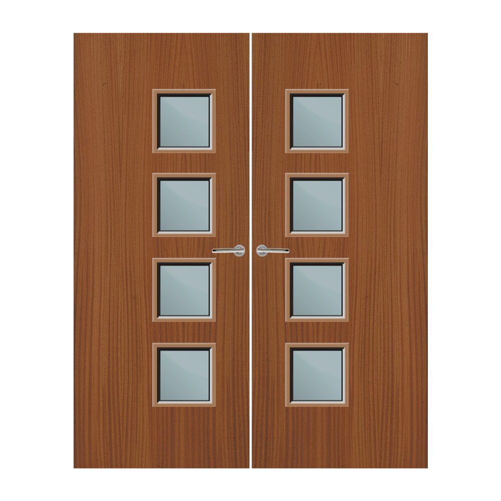 Sapele Veneer 26G Glazed Pair FD60 Internal Fire Door