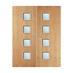 Load image into Gallery viewer, Oak Veneer 26G Glazed Pair FD60 Internal Fire Door
