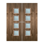 Load image into Gallery viewer, Walnut Veneer 26G Glazed Pair FD60 Internal Fire Door
