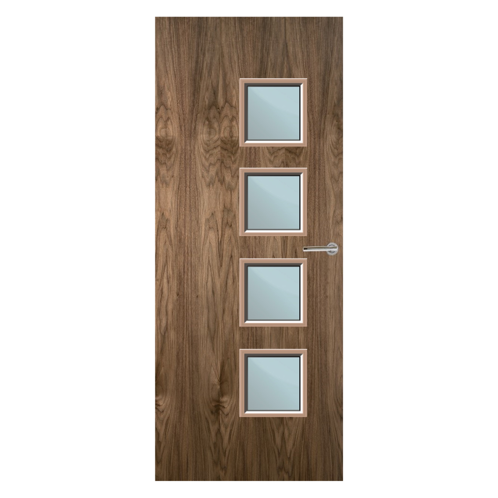 Walnut Veneer 26G Glazed FD60 Internal Fire Door