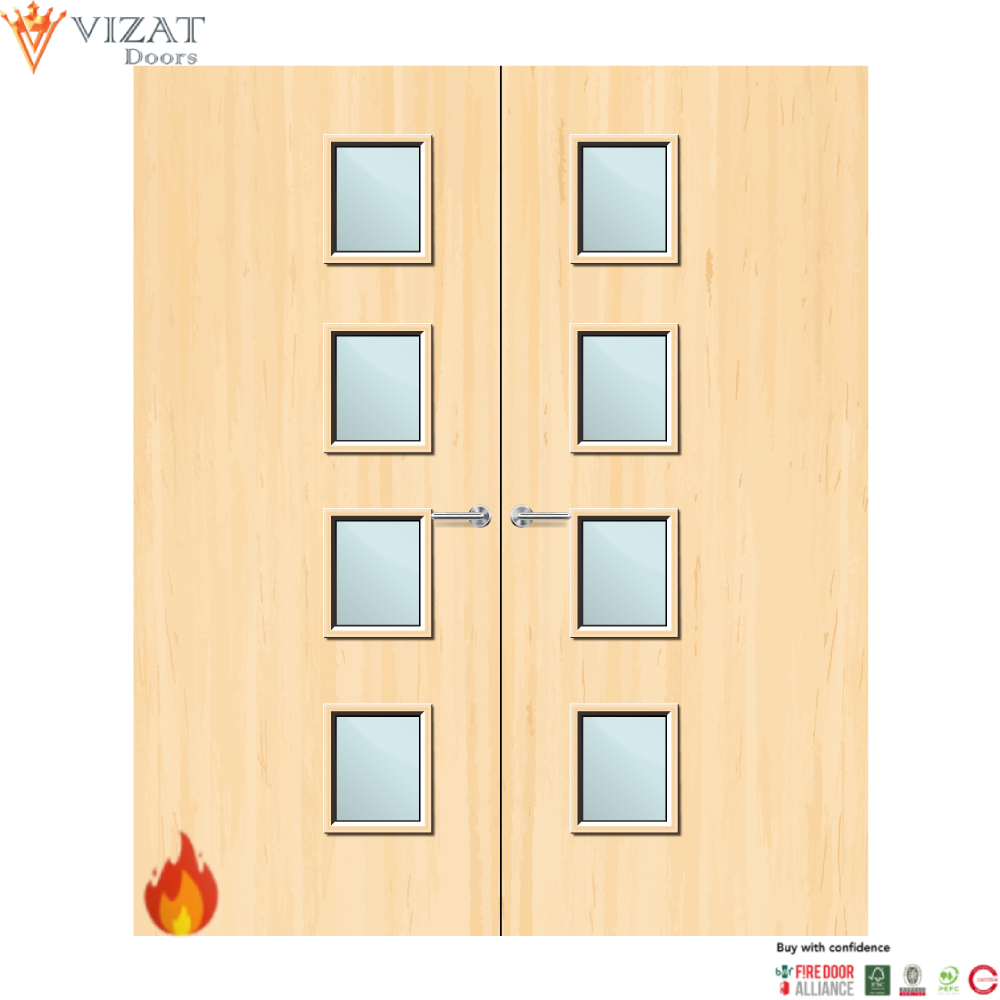 Ash Veneer 27G Glazed Pair FD30 Internal Fire Door