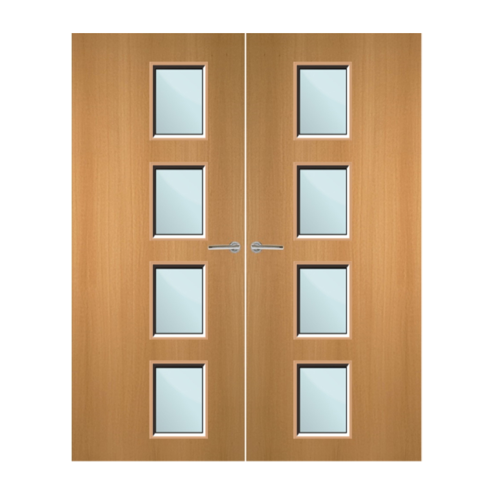 Beech Veneer 27G Glazed Pair FD30 Internal Fire Door
