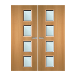 Load image into Gallery viewer, Beech Veneer 27G Glazed Pair FD30 Internal Fire Door
