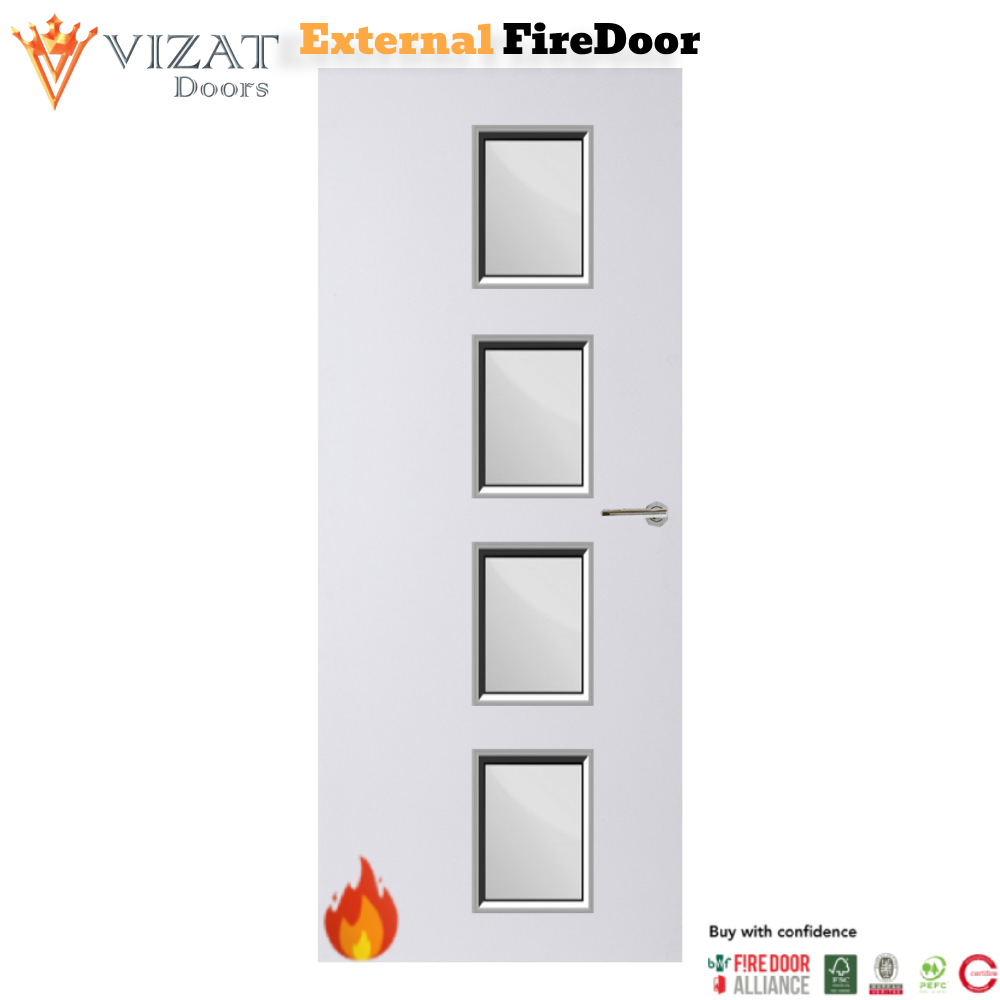 External Plywood Paint Grade Premium 27G Glazed FD30 Fire Door