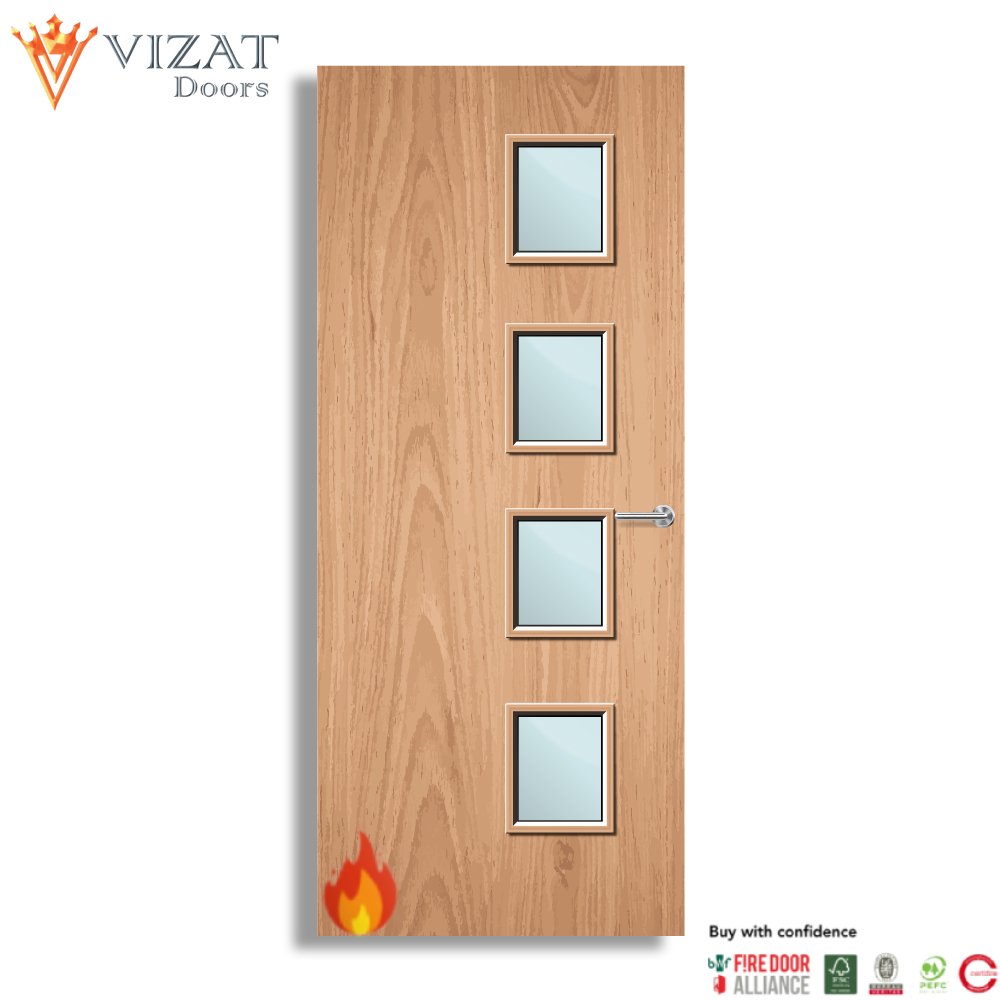 Plywood Paint Grade 27G Glazed FD30 Internal Fire Door