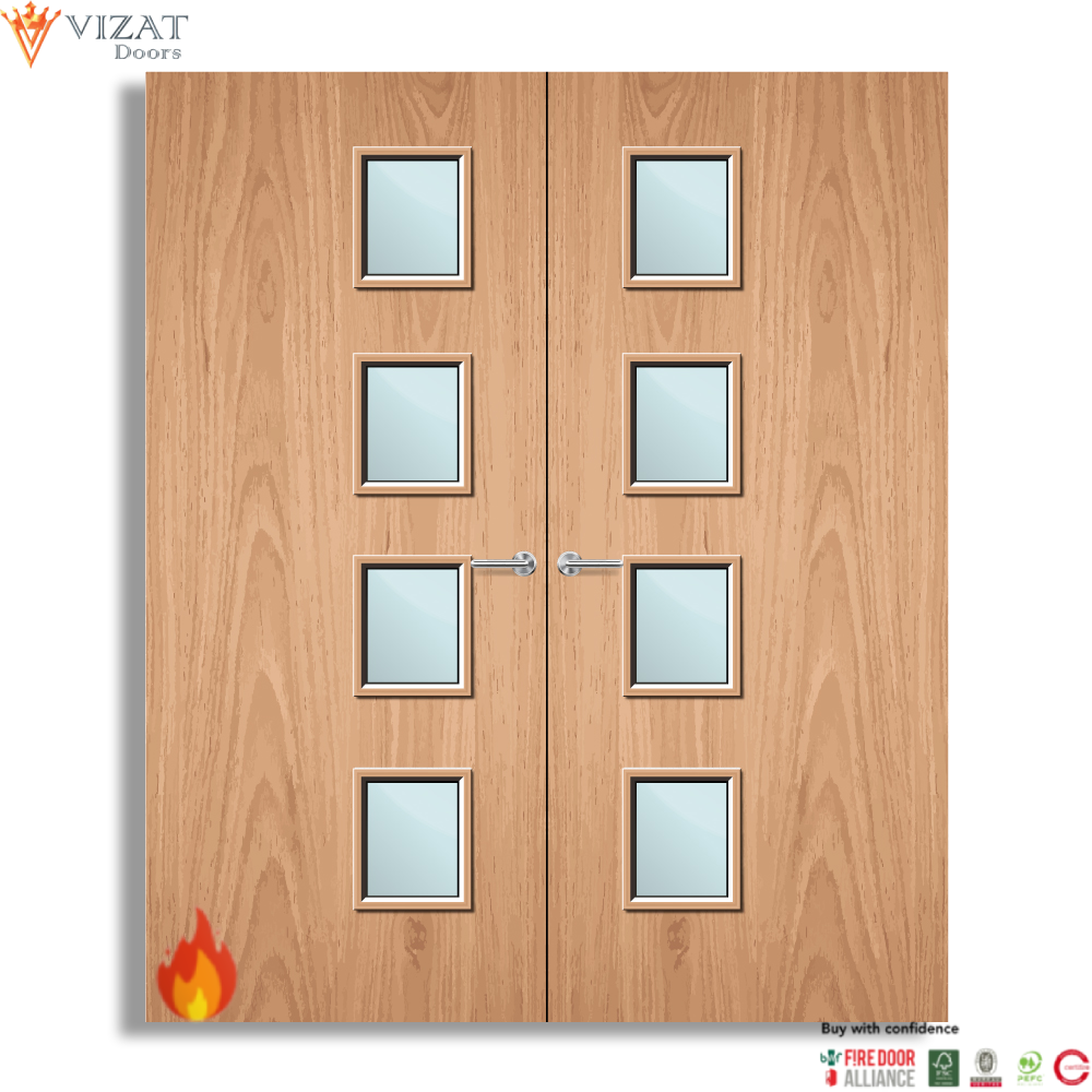 Plywood Paint Grade 27G Glazed Pair FD30 Internal Fire Door
