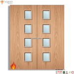 Load image into Gallery viewer, Plywood Paint Grade 27G Glazed Pair FD30 Internal Fire Door
