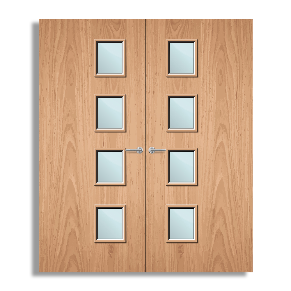 Plywood Paint Grade 27G Glazed Pair FD60 Internal Fire Door