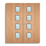 Load image into Gallery viewer, Plywood Paint Grade 27G Glazed Pair FD60 Internal Fire Door
