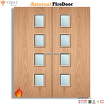 Load image into Gallery viewer, External Plywood Paint Grade 27G Glazed Pair FD30 Fire Door
