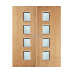 Load image into Gallery viewer, Oak Veneer 27G Glazed Pair FD60 Internal Fire Door
