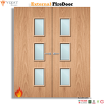 Load image into Gallery viewer, External Plywood Paint Grade 28G Glazed Pair FD30 Fire Door
