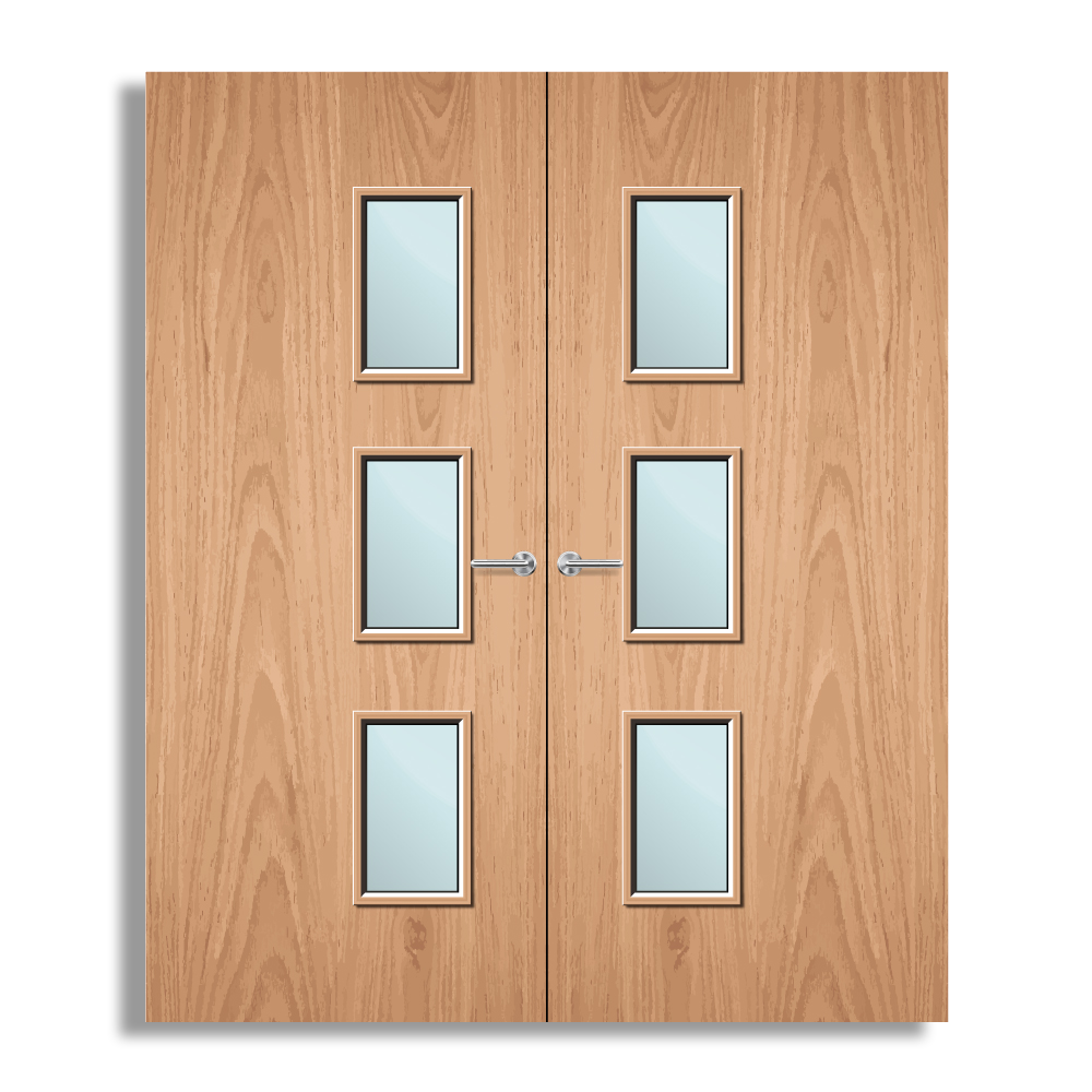 Plywood Paint Grade 28G Glazed Pair FD30 Internal Fire Door